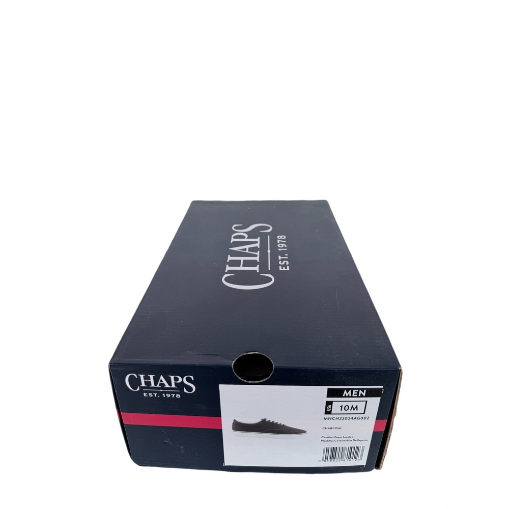 Chaps Men's Memory Foam Casual Canvas Lace-Up Sneakers Shoes Charcoal Gray - Picture 8 of 10